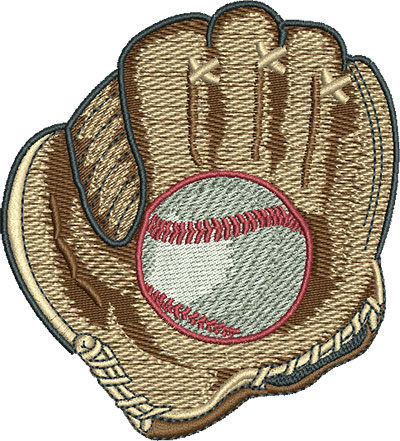 Embroidery Design: Baseball In Mitt Lg 3.61w X 3.99h