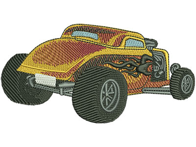 Embroidery Design: Rear View Tribal Flame Hotrod Lg 4.49w X 2.34h