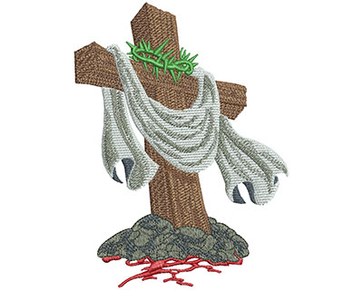 Embroidery Design: Cross With Crown Of Thorns Lg 4.13w X 5.51h