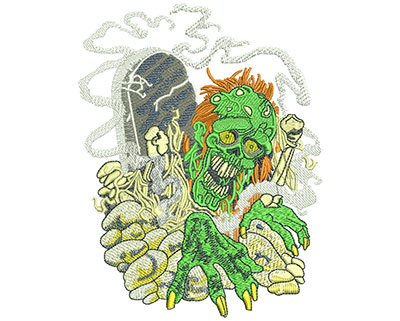 Embroidery Design: Zombie Graveyard Lg 4.61w X 5.95h