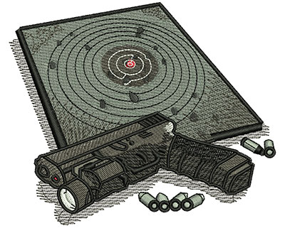 Embroidery Design: Gun Target Lg 4.53w X 3.81h