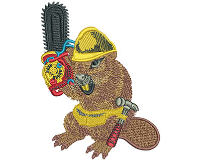 Embroidery Design: Beaver And Chainsaw Lg 3.04w X 4.03h