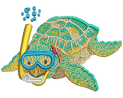 Embroidery Design: Baby Sea Turtle Snorkel Lg 3.51w X 2.49h