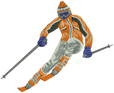Embroidery Design: Skiing Downhill Lg 4.80w X 3.92h
