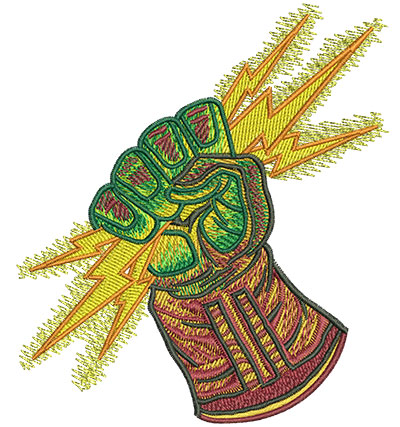 Embroidery Design: Glove With Lightning Bolt Lg 3.92w X 4.50h