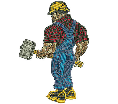 Embroidery Design: Worker With Sledgehammer Lg 2.67w X 4.00h