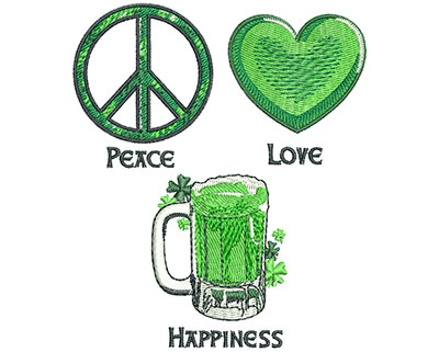 Embroidery Design: Peace Love Happiness Lg 3.82w X 4.51h