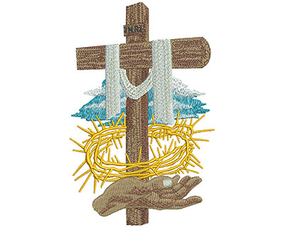 Embroidery Design: Offering Cross Lg 3.57w X 5.49h