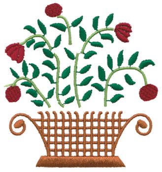 Embroidery Design: Basket of Flowers3.40" x 3.51"
