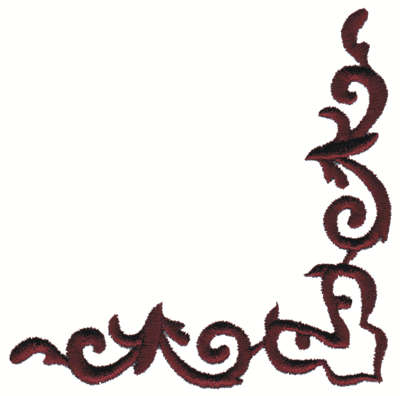 Embroidery Design: Corner Scrollwork Embellishment4.00" x 4.01"