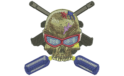 Embroidery Design: Paintball Skull Lg 4.49w X 4.44h