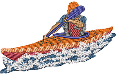 Embroidery Design: Kayaking Lg 3.45w X 2.13h