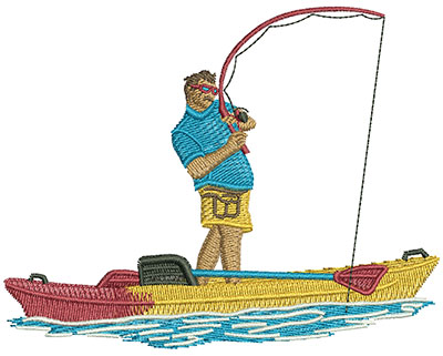 Embroidery Design: Kayak Stand Up Fishing Lg  4.44w X 3.48h