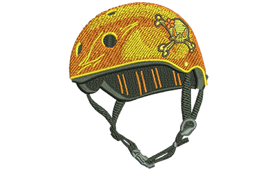 Embroidery Design: Helmet With Flower Skull Lg 3.37w X 4.02h