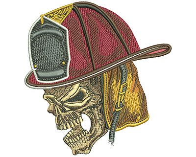 Embroidery Design: Firefighter Skull Lg 4.30w X 4.50h