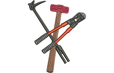 Embroidery Design: Firefighter Tools Lg 3.19w X 4.01h