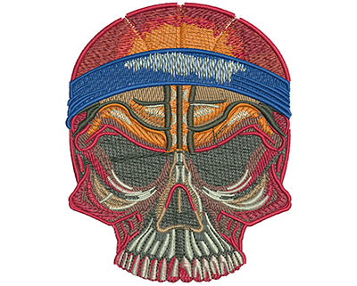 Embroidery Design: Basketball Skull Lg 3.57w X 4.44h