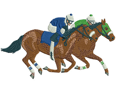 Embroidery Design: Horse Racing Lg 4.47w X 2.56h