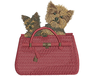 Embroidery Design: Dogs In Bag Lg 3.91w X 4.48h