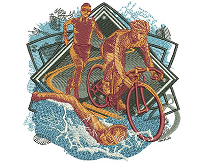 Embroidery Design: Triathlon Collage Lg 5.87w X 6.00h