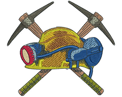 Embroidery Design: Miners Axes Lg 3.98w X 3.55h