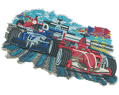 Embroidery Design: Car Racing Lg 6.04w X 4.04h