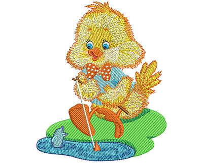 Embroidery Design: Chickie Fishing Lg 3.62w X 4.45h
