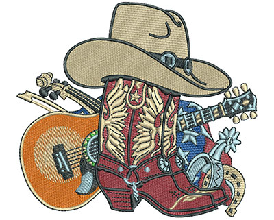 Embroidery Design: Cowboy Boot Collage Lg4.51w X 4.05h