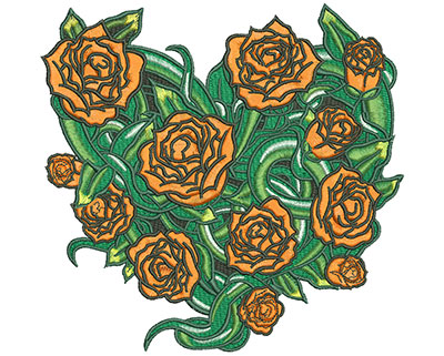 Embroidery Design: Heart Rose Vine Lg 6.20w X 5.96h