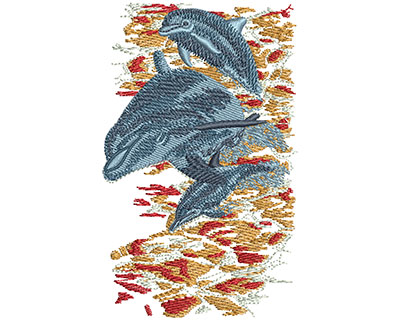 Embroidery Design: Dolphin Jumping Lg 2.32w X 3.74h