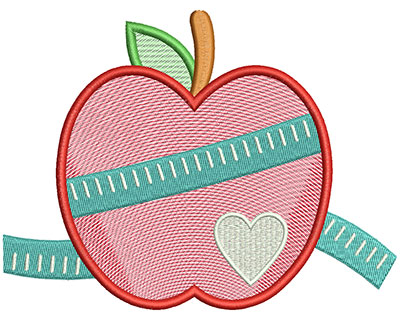 Embroidery Design: Apple Measure Mylar 5.96w X 4.54h