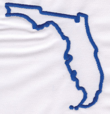 Embroidery Design: Florida Outline3.46" x 3.44"