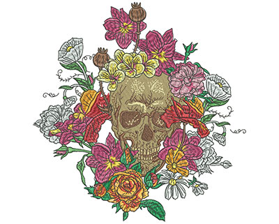 Embroidery Design: Floral Skull Large 7.75w X 8.00h