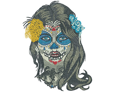 Embroidery Design: Sugar Face Front Lg 6.11w X 7.99h