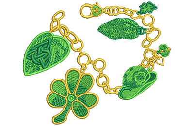Embroidery Design: Irish Charm Bracelet Lg 4.49w X 3.72h