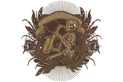 Embroidery Design: Jazz Skeleton Lg 5.97w X 6.14h
