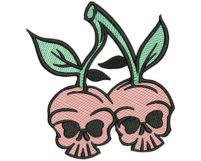 Embroidery Design: Cherry Skulls Mylar4.73w x 5.02h