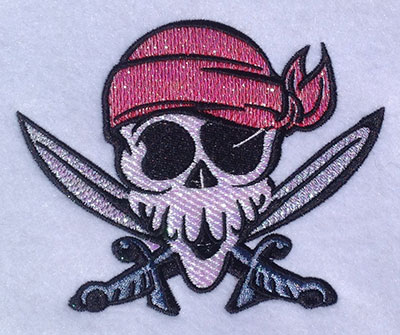 Embroidery Design: Pirate Head Mylar  5.04w X 4.08h