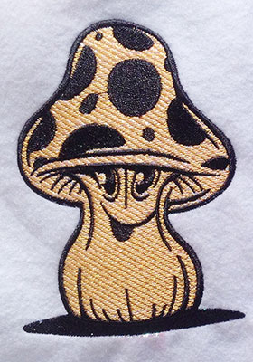 Embroidery Design: Happy Mushroom Mylar 3.67w X 5.05h