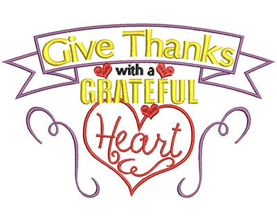 Embroidery Design: Give thanks with a grateful heart large 5.72w X 8.92h
