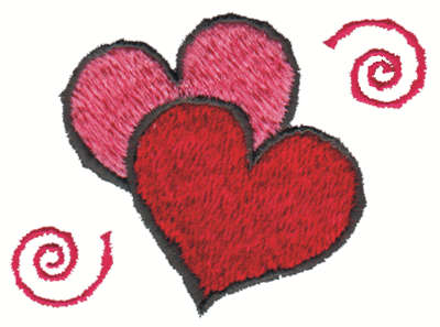 Embroidery Design: Two Hearts3.00" x 2.44"