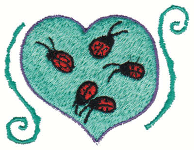 Embroidery Design: Ladybug Heart3.00" x 2.44"