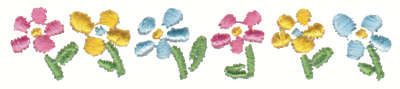Embroidery Design: Row of Flowers3.60" x 0.70"