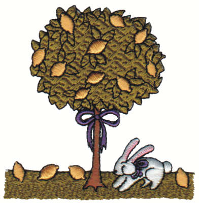 Embroidery Design: Rabbit Under Lemon Tree3.10" x 3.11"