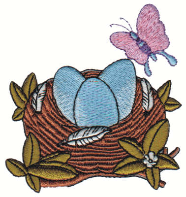 Embroidery Design: Nest w/ Butterfly3.19" x 3.14"