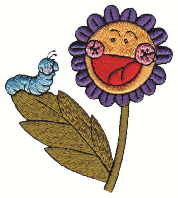 Embroidery Design: Cheerful Flower w/ Caterpiller2.86" x 3.32"