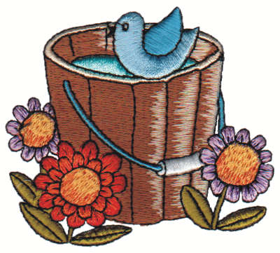 Embroidery Design: Bluebird on Bucket3.18" x 2.82"