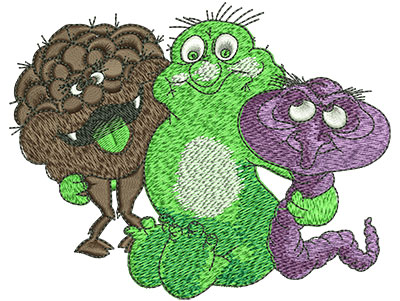 Embroidery Design: Cartoon Germ Monsters Lg 4.51w X 3.56h