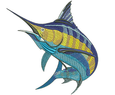 Embroidery Design: Marlin Jump Lg 5.80w X 5.98h