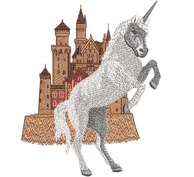 Embroidery Design: Unicorn Castle Lg 4.78w X 6.02h